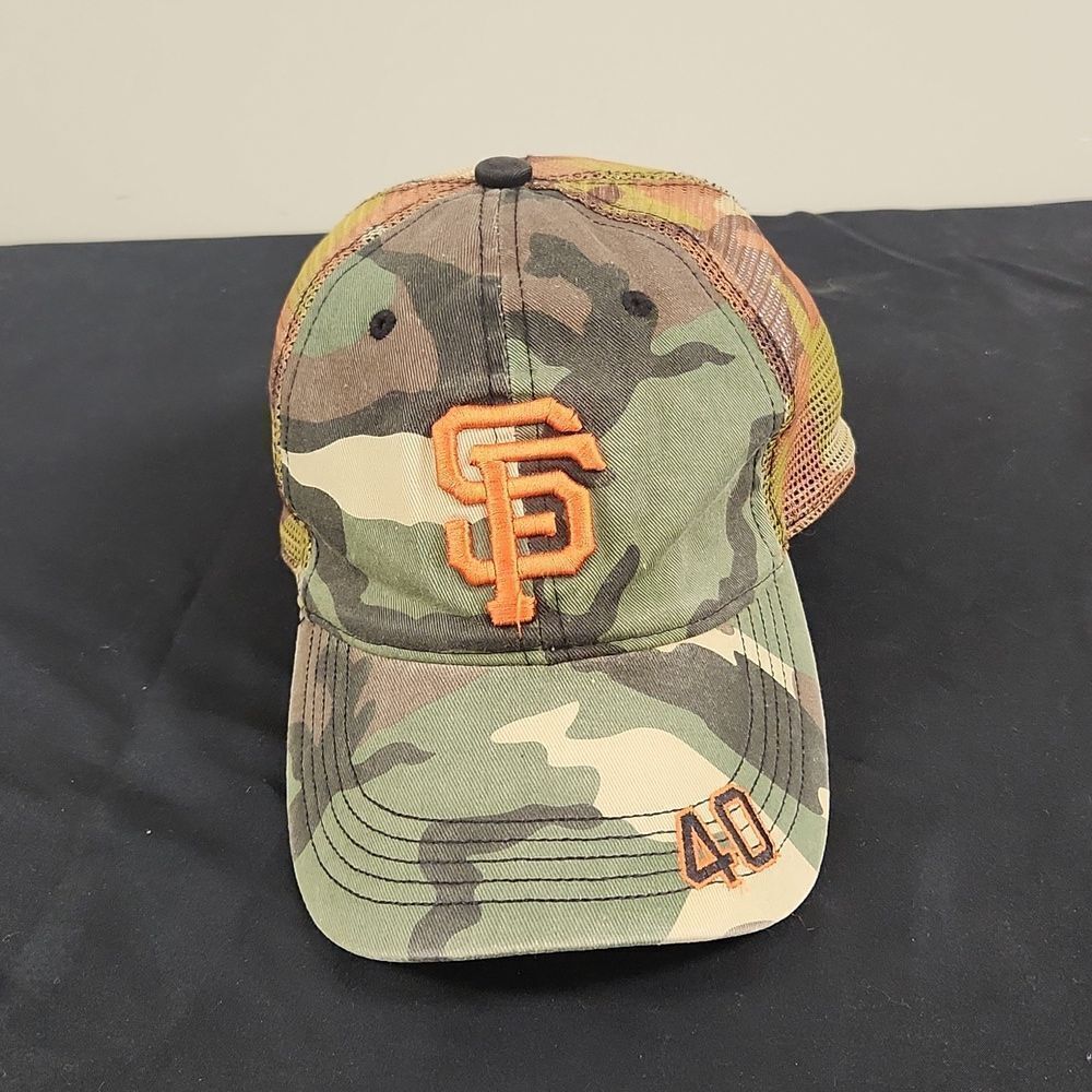 San Francisco Giants Camo Trucker Hat - Orange Logo